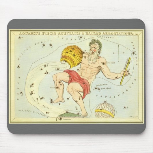 Aquarius, Vintage Konstellation, Uranischer Spiege Mousepad (Vorne)