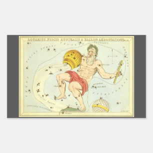 Aquarius, Vintage Konstellation, Uranischer Spiege Rechteckiger Aufkleber