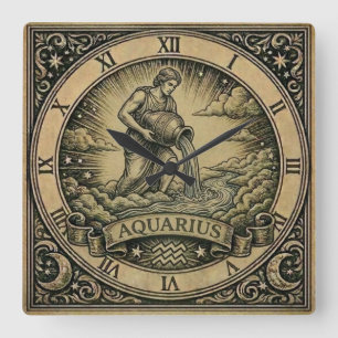 Aquarius Vintage Zodiakus Wanduhr