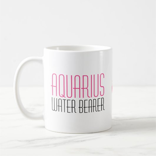 Aquarius Wasserträger Zodiac Textname Rosa Schwarz Kaffeetasse (Links)