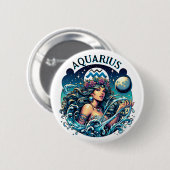 Aquarius Water Bearer Beautiful Woman Astrology  Button (Vorne & Hinten)