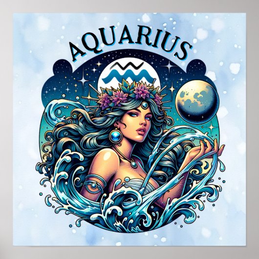 Aquarius Water Bearer Beautiful Woman Astrology Poster (Vorne)