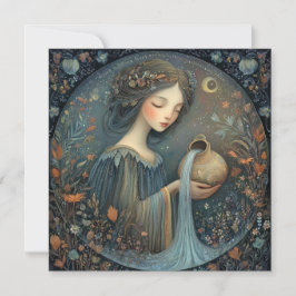 Aquarius Water Bearer Zodiac Celestial Birthday Karte