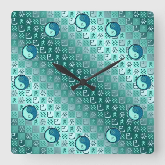 Aquarius & Water Snake Quadratische Wanduhr (Vorderseite)