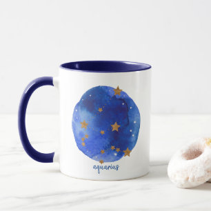 Aquarius Watercolor Night Sky Constellation Zodiac Tasse