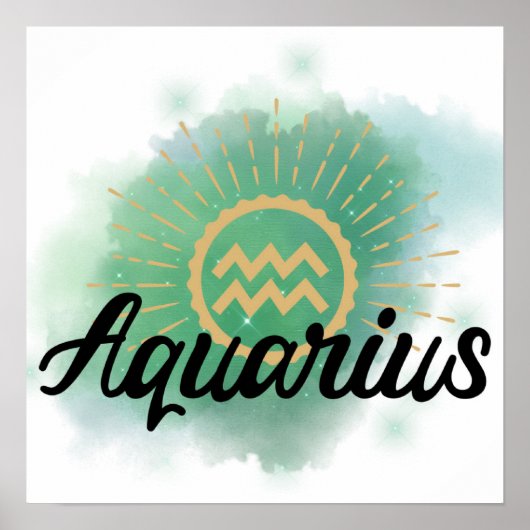 Aquarius Watercolor Splash Poster (Vorne)