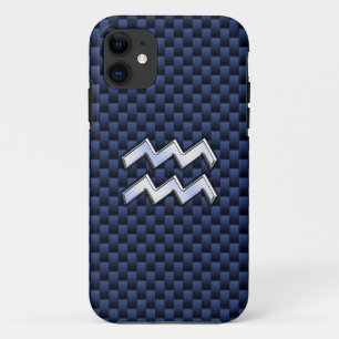 Aquarius-Zeichen auf blauem Kohlenstofffaserstil Case-Mate iPhone Hülle