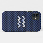 Aquarius-Zeichen auf blauem Kohlenstofffaserstil Case-Mate iPhone Hülle (Rückseite (Horizontal))