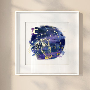 Aquarius-Zeichen des Zodiac-Geburtsdatums Foliendrucke