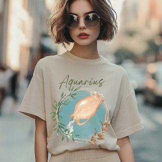 Aquarius Zodiac, Astrologie Botanisch, floral T-Shirt