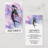 *~* AQUARIUS Zodiac Astrologie Lesen Blue Pink Visitenkarte (Vorne/Hinten)