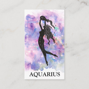 *~* AQUARIUS Zodiac Astrologie Lesen Blue Pink Visitenkarte