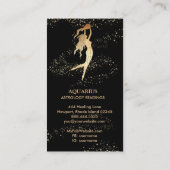 *~* AQUARIUS Zodiac Astrologie Lesen Gold Schwarz Visitenkarte (Rückseite)