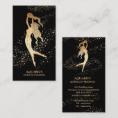*~* AQUARIUS Zodiac Astrologie Lesen Gold Schwarz Visitenkarte (Vorne/Hinten)
