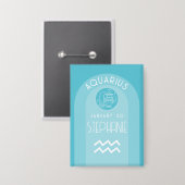 Aquarius Zodiac Astrologie Signieren Foto Geburtsd Button (Vorderseite/Rückseite)