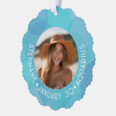 Aquarius Zodiac Astrologie Signieren Foto Geburtsd Ornament Karte (Links)