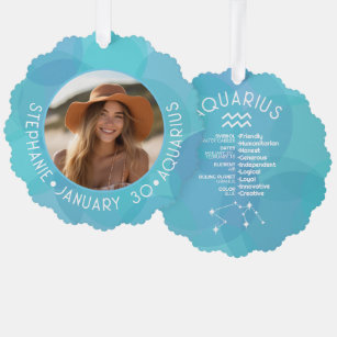Aquarius Zodiac Astrologie Signieren Foto Geburtsd Ornament Karte
