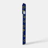 Aquarius Zodiac+Astrologie Symbole PDF Gold+Blues iPhone 15 Hülle (Linke Seite)