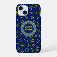 Aquarius Zodiac+Astrologie Symbole PDF Gold+Blues