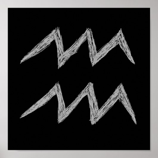 Aquarius. Zodiac Astrologie Zeichen. Schwarz. Poster (Vorne)