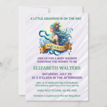 Aquarius Zodiac Baby Shower Lavender and Green