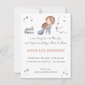 Aquarius Zodiac Birth Announcement Feiertagskarte (Vorderseite)