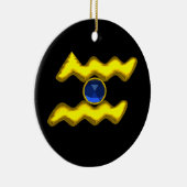 AQUARIUS ZODIAC BIRTHDAY JEWEL Blue Saphire Gold Keramikornament (Rechts)