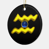 AQUARIUS ZODIAC BIRTHDAY JEWEL Blue Saphire Gold Keramikornament (Links)