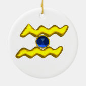 AQUARIUS ZODIAC BIRTHDAY JEWEL Blue Saphire Gold Keramikornament (Hinten)