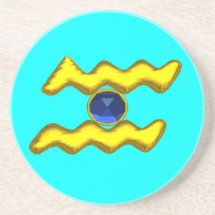 AQUARIUS ZODIAC BIRTHDAY JEWEL Blue Saphire Sandstein Untersetzer