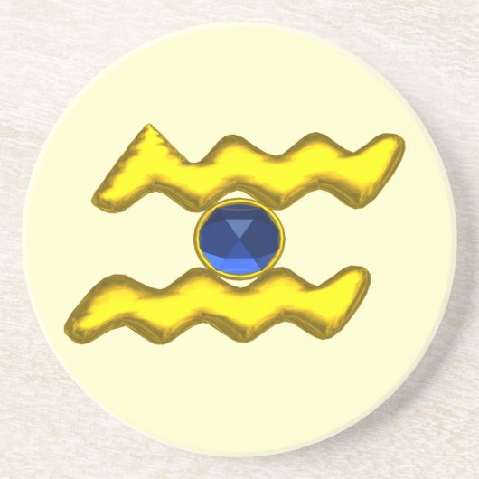AQUARIUS ZODIAC BIRTHDAY JEWEL Blue Sapphire Creme Untersetzer (Vorne)