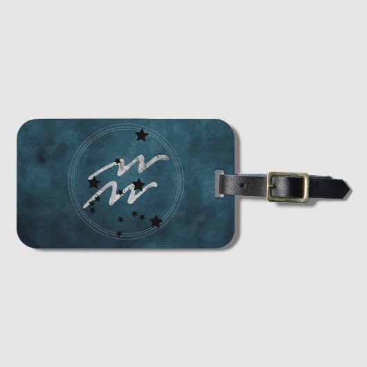 Aquarius zodiac black & silver constellation teal gepäckanhänger (Vorderseite (Horizontal))