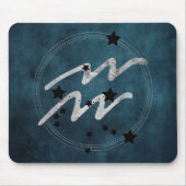 Aquarius zodiac black & silver constellation teal mousepad (Vorne)
