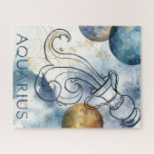 Aquarius zodiac-blaue Blume Puzzle (Horizontal)