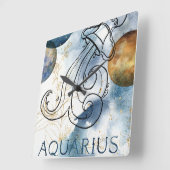 Aquarius zodiac-blaue schwarze Goldplaneten Quadratische Wanduhr (Winkel)