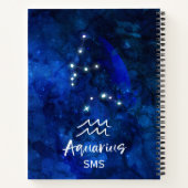 Aquarius Zodiac Blue Galaxy Monogram Notizblock (Rückseite)