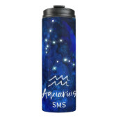 Aquarius Zodiac Blue Galaxy Monogram Thermosbecher (Vorderseite)