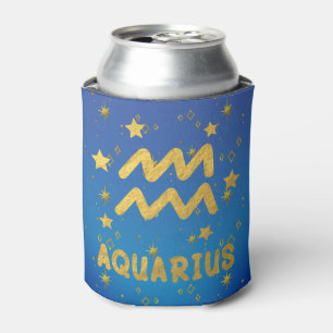 Aquarius Zodiac Blue und Gold Can Cooler Dosenkühler