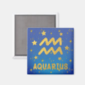 Aquarius Zodiac Blue und Gold Magnet (Vorderseite/Rückseite)