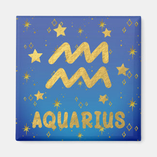 Aquarius Zodiac Blue und Gold Magnet
