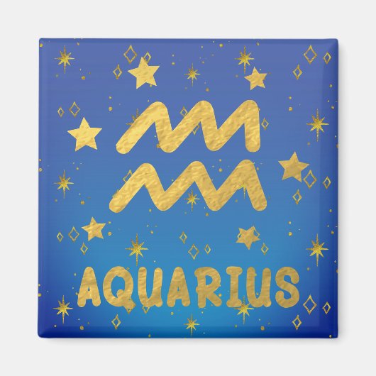 Aquarius Zodiac Blue und Gold Magnet (Vorne)