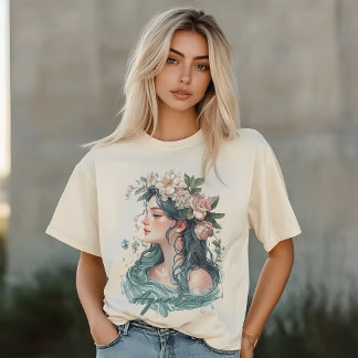Aquarius Zodiac, Blütenweibchen, botanische Liebha T-Shirt