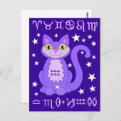 Aquarius Zodiac Cat Midnight Blue Postcards Postkarte (Vorne/Hinten)