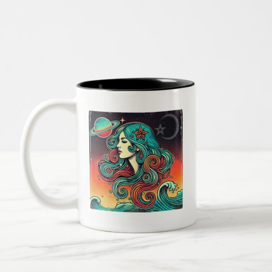 Aquarius Zodiac Coffee Tasse Retro Design (Links)