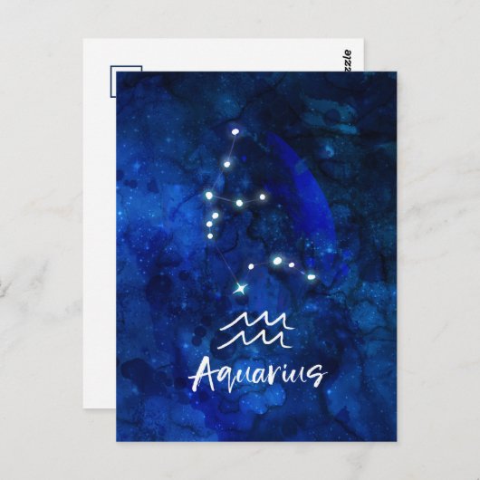 Aquarius Zodiac Constellation Blue Galaxy Sky Postkarte (Vorne/Hinten)