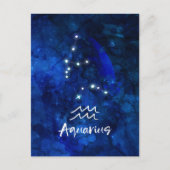 Aquarius Zodiac Constellation Blue Galaxy Sky Postkarte (Vorderseite)