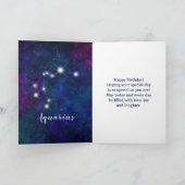 Aquarius Zodiac Constellation Happy Birthday Karte (Innenseite)