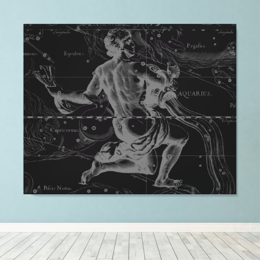 Aquarius Zodiac Constellation Hevelius 1690 Leinwanddruck (Insitu (Holzboden))