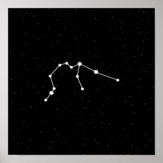 Aquarius Zodiac Constellation Modernes Schwarz & W Poster (Vorne)