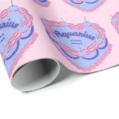 Aquarius Zodiac Coquette Herz Geburtstagskuchen Geschenkpapier (Rolleneckpunkt)